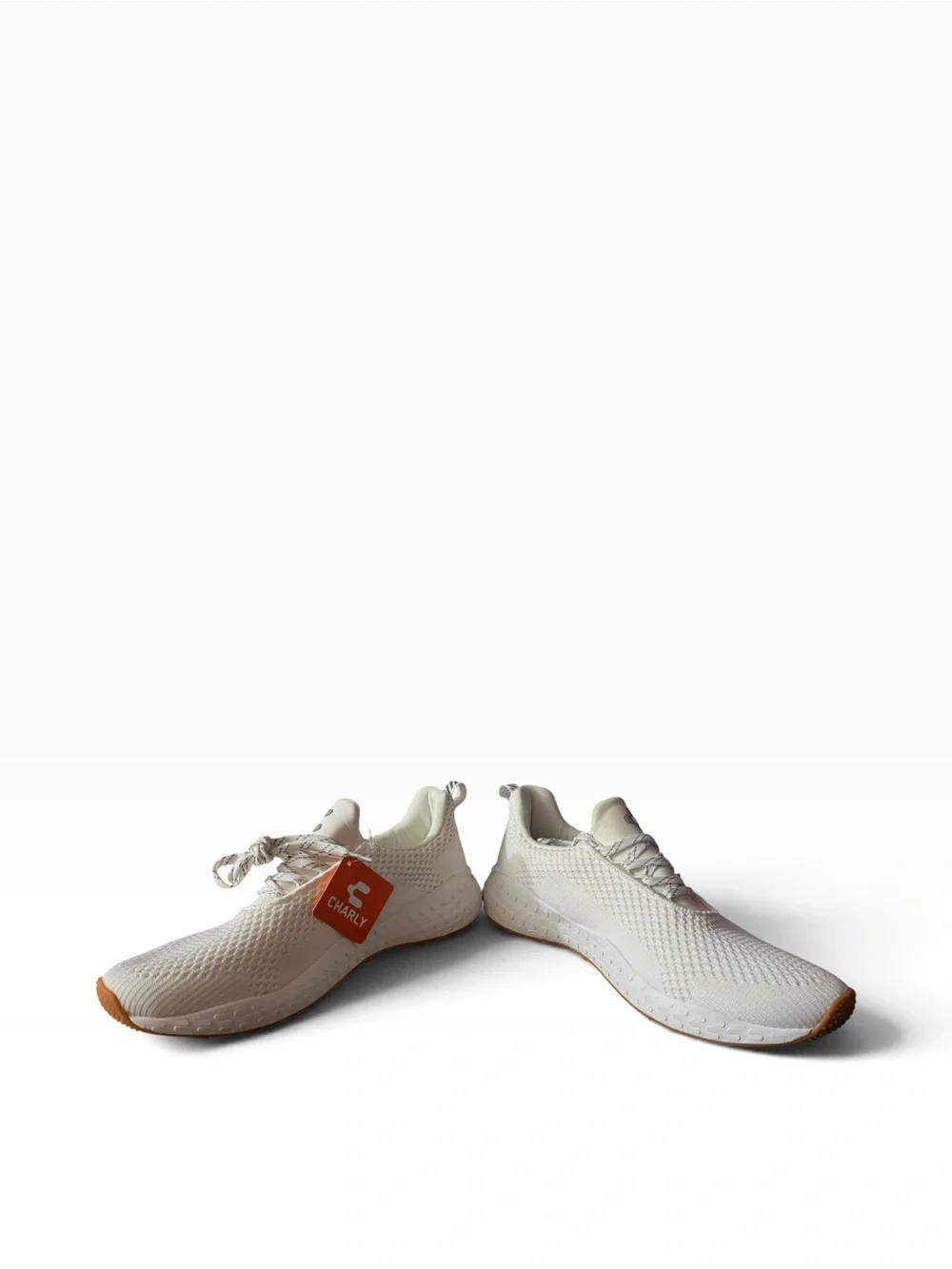 Men's White Knit Casual Sneakers with Gum Outsole